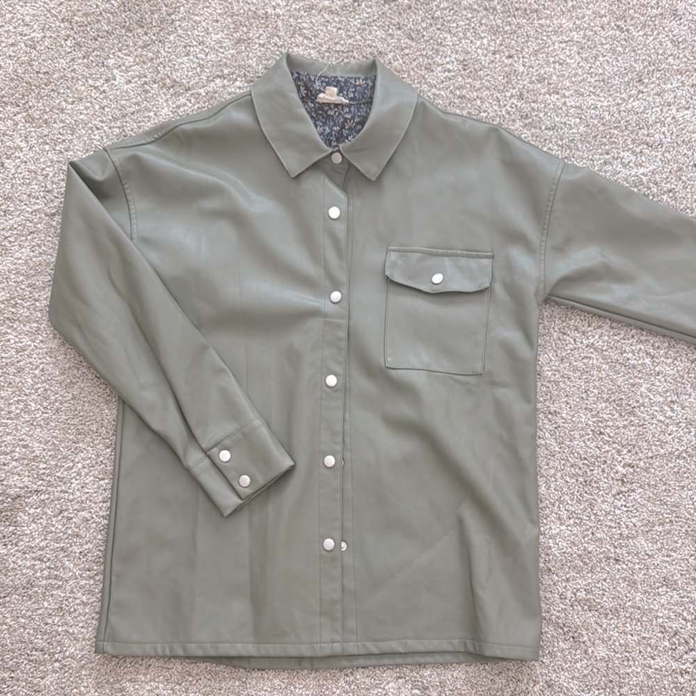 Hem & Thread PU Leather Snap Button Fashion Jacket Size M